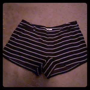 Joie 100% Silk Navy and white striped shorts